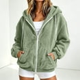 thumbnail image 7 of Ghalytn Women's Sherpa Fleece Zip Up Hoodie Jacket, Oversized Long Sleeve Hooded Coat with Pockets, 7 of 7