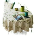 thumbnail image 5 of Tablecloth Round Green [Lace Edge] Garden Tablecloth Made of Pure Cotton and Linen Household Table and Tablecloth in European Style, 5 of 7
