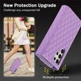 thumbnail image 3 of SaniMore for Samsung Galaxy S22 Ultra Wallet Case, PU Leather Wrist Shoulder Strap Flip Stand Card Slots RFID Blocking Zipper Purse Shockproof Anti-fall TPU Inner Shell Flip Protective Cover, Purple, 3 of 6