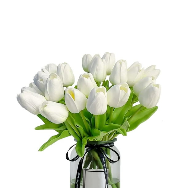 Flores artificiales Nature's Imic White Tulipanes x20
