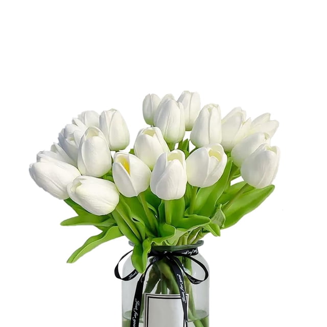 Flores artificiales Nature's Imic White Tulipanes x20
