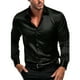 thumbnail image 1 of Camisa Cagnkofi de satén de seda brillante de color liso para hombre con mangas largas elásticas, 1 of 4