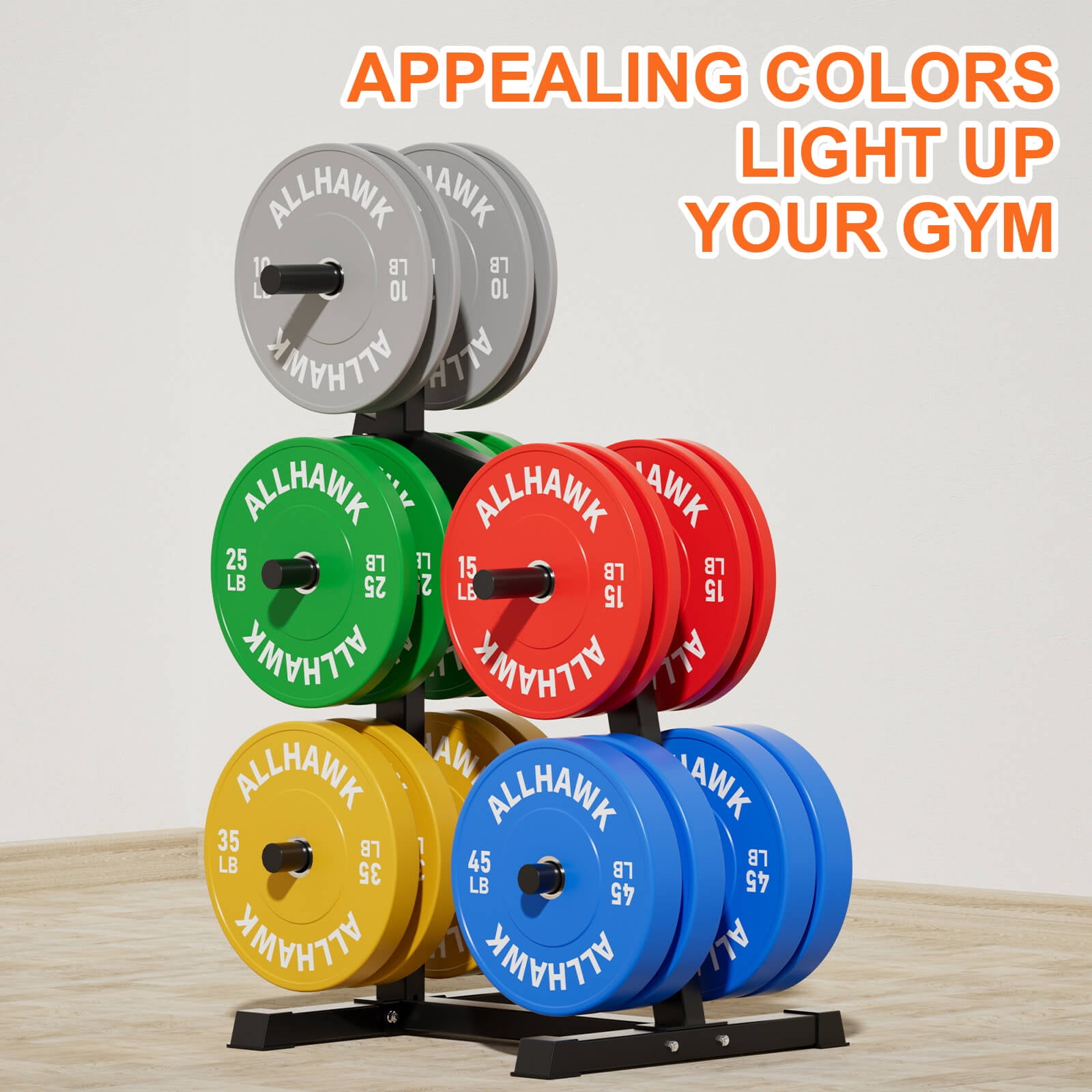 Allhawk 30LB 2-inch Olympic Rubber Bumper Plates, 10/15/25/35/45lb Barbell Weight Plates Set with Steel Ring for Strength Training, Weightlifting, Crossfit at Home Gym