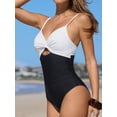 thumbnail image 3 of One Piece Swimsuit for Women Bathing Suits Twist Front Cutout Adjustable Straps Ruched Swimwear L, Dark Purple, 3 of 8