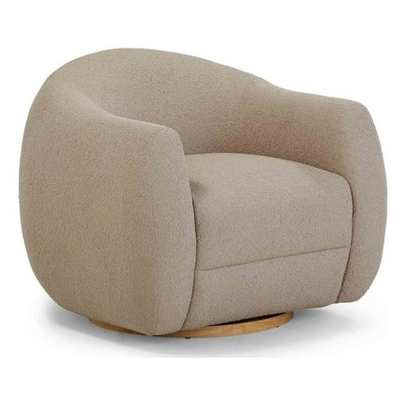 Pemberly Row Modern / Contemporary Light Brown Boucle Swivel Chair