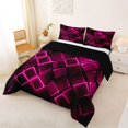thumbnail image 3 of Castle Fairy Abstract Neon Cube Full Size Comforter Sets 3-Piece,Minimalism Glowing Geometric Bedding Comforter Set,Magenta Black,Reversible,1 Comforter and 2 Pillowcases, 3 of 6