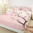 thumbnail image 3 of Homewish Cherry Blossom Queen Sheet Sets,Pink Sakura Flat Sheet,Japanese Theme Queen Fitted Sheet For Girls Kids,Microfiber Bedroom Decor,4pcs, 3 of 7
