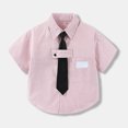 thumbnail image 4 of FYDUU Back To School Shirts for Boys Striped Short Sleeve Button Down Shirt Kids Formal Dress Shirts Fashion Casual School Uniform Tops 9-10 Years, 4 of 4