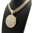 thumbnail image 6 of Hip Hop Iced Gold Plated GLO GANG Cubic Zirconia Pendant & 12mm 18" Box Lock Miami Cuban Choker Chain Necklace Set, 6 of 6