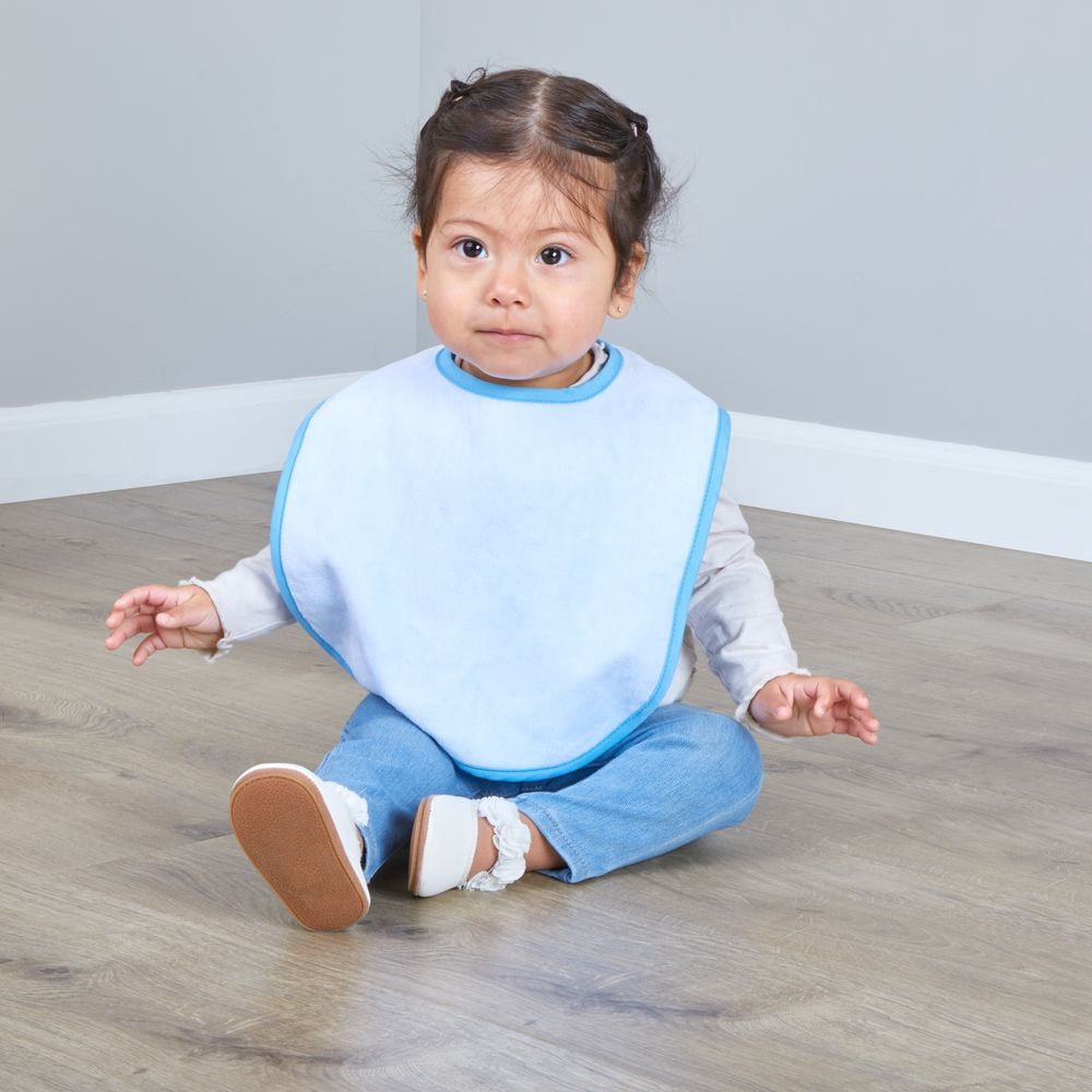Excellerations Blue Terry Bibs with Hook & Loop Closure - Set of 12