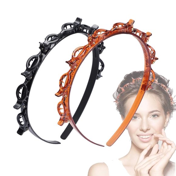 Czzoypi 2025 2pc Multi Layer Hollowed Out (Color), 2pc Multi Layer Hollowed Out Woven Hair Hoop Double Layer Bangs Clip Hair Tie Headband Mesh Red Headband