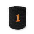 thumbnail image 2 of COUVER Embroidered Orange Number 1 Black Terry Cotton Athletic Wristbands 1 Pair (Mens), 2 of 6