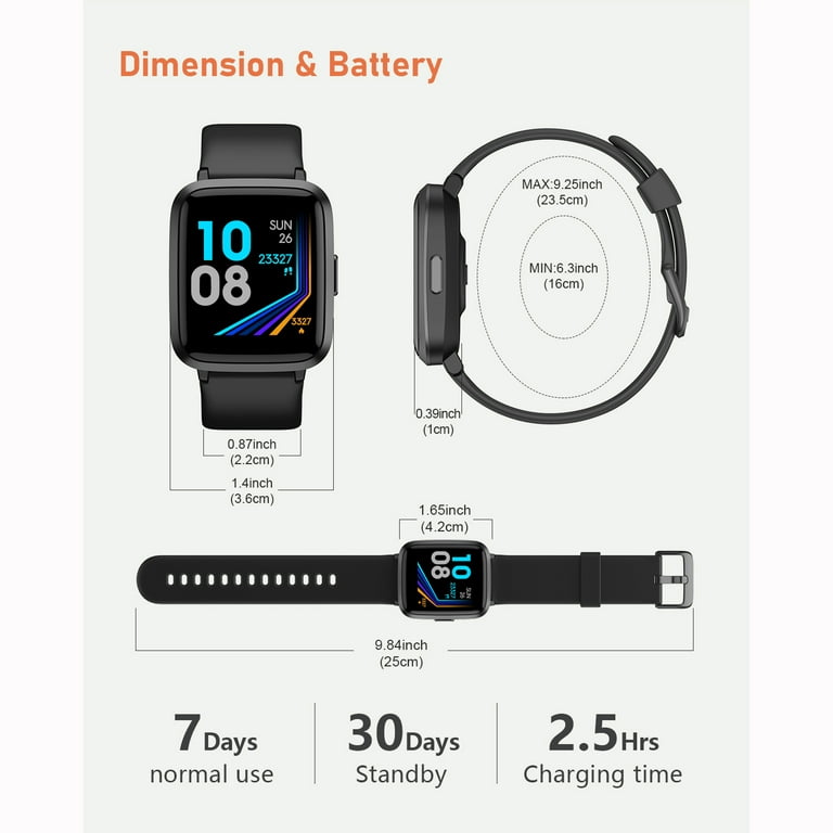 Yamay smart watch band size hotsell