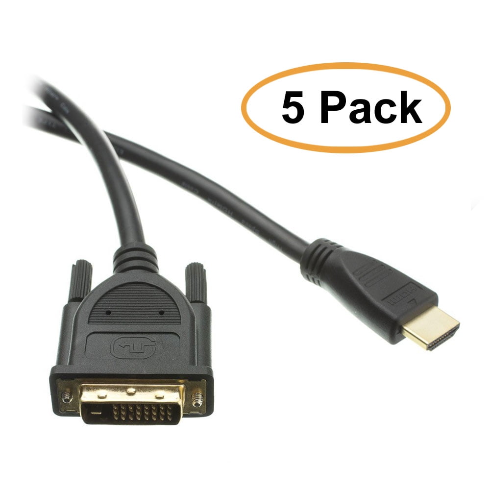5 pack, 25 Feet HDMI to DVI Cable, HDMI Male to DVI Male