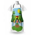 thumbnail image 3 of Leprechaun Apron, Simplistic Carton of Irish in Forest with Sun and Rainbow Image, Unisex Kitchen Bib with Adjustable Neck for Cooking Gardening, Adult Size, Multicolor, by Ambesonne, 3 of 4