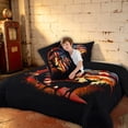 thumbnail image 4 of Manfei Hunting Deer Pike Fish Queen Comforter Set, Independence Day Comforter Sets Queen, Red Black Orange, Black Reversible 3pcs, 1 Comforter and 2 Pillowcases, 4 of 6