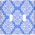 thumbnail image 2 of Metal Light Switch Plate Outlet Cover (Victorian Damask Flower Blue Pastel Pattern - Double Toggle), 2 of 2