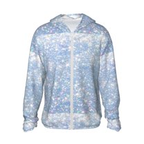 Easygdp White Bule Glitter Lightweight Long Sleeve Sun Shirt Sports long-Sleeved Sun Protective Clothing, Quick Drying Breathable - Small