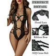 thumbnail image 4 of Avidlove Women Lace Lingerie Deep V Bodysuit One Piece Underwear ,Black, 4 of 5