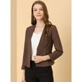 thumbnail image 2 of Oficina de trabajo mujer Allegra K sin cuello cremallera abrigo corto traje chaqueta Café S, 2 of 6