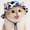 Blue, variant on Adjustable Pet Sun Bucket Hat with Ear Holes, Breathable Dog & Cat Bonnet for Summer Beach Outdoor Walks ,Orange, Small