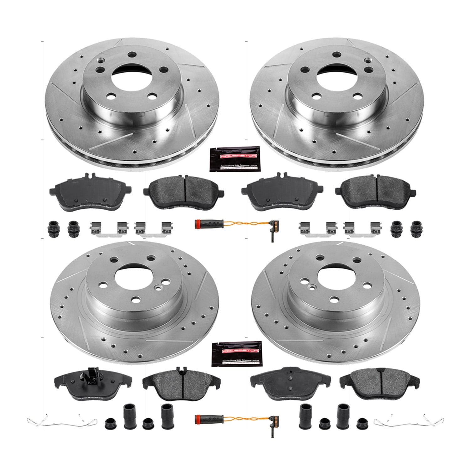 PowerStop Front and Rear Z23 Evolution Sport Carbon-Fiber Ceramic Brake Pad and Drilled & Slotted Rotor Kit Fits: MERCEDES-BENZ Select Models K5791