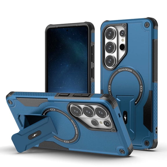 for Samsung Galaxy S26 Ultra Phone Case with Adjustable Kickstand,Compatible with Mag-Safe Shockproof Anti-fall Bumper Cases Heavy-Duty Rugged Magnetic Protective Phone Case Cover,Darkblue