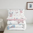 thumbnail image 5 of Erosebridal Rabbit Bunnies Bedding Sets Twin with Comforter, Flower Floral Duvet Insert, Bowknot Princess Reversible Comforter Sets Twin Size, Breathable Room Decor, 2 Pieces, 5 of 8