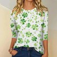 thumbnail image 6 of St.patrick Day Plus Size Women T-Shirts 3/4 Sleeve Round Neck Lucky Irish Shamrock Printed Casual T-Shirt Funny Party St Patricks Day Holiday Shirts, 6 of 6