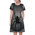 thumbnail image 1 of Balery Black Spiders Vestidos sueltos de manga corta para mujer, vestidos de verano 2025, vestidos casuales de corte A con vuelo., 1 of 6