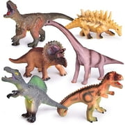 Educational Dinosaur Toys with Realistic Sounds, 9" to 12" Large Soft Rubber Toy Dinosaurs for Kids, Toy Dinosaurs Set for Boys 6pcs