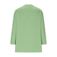 thumbnail image 5 of Tops for Women Plus Size 3/4 Sleeve Solid Color Casual Button V Neck Three Quarter Sleeve T-shirt Loose Shirt Green XXXXL, 5 of 6