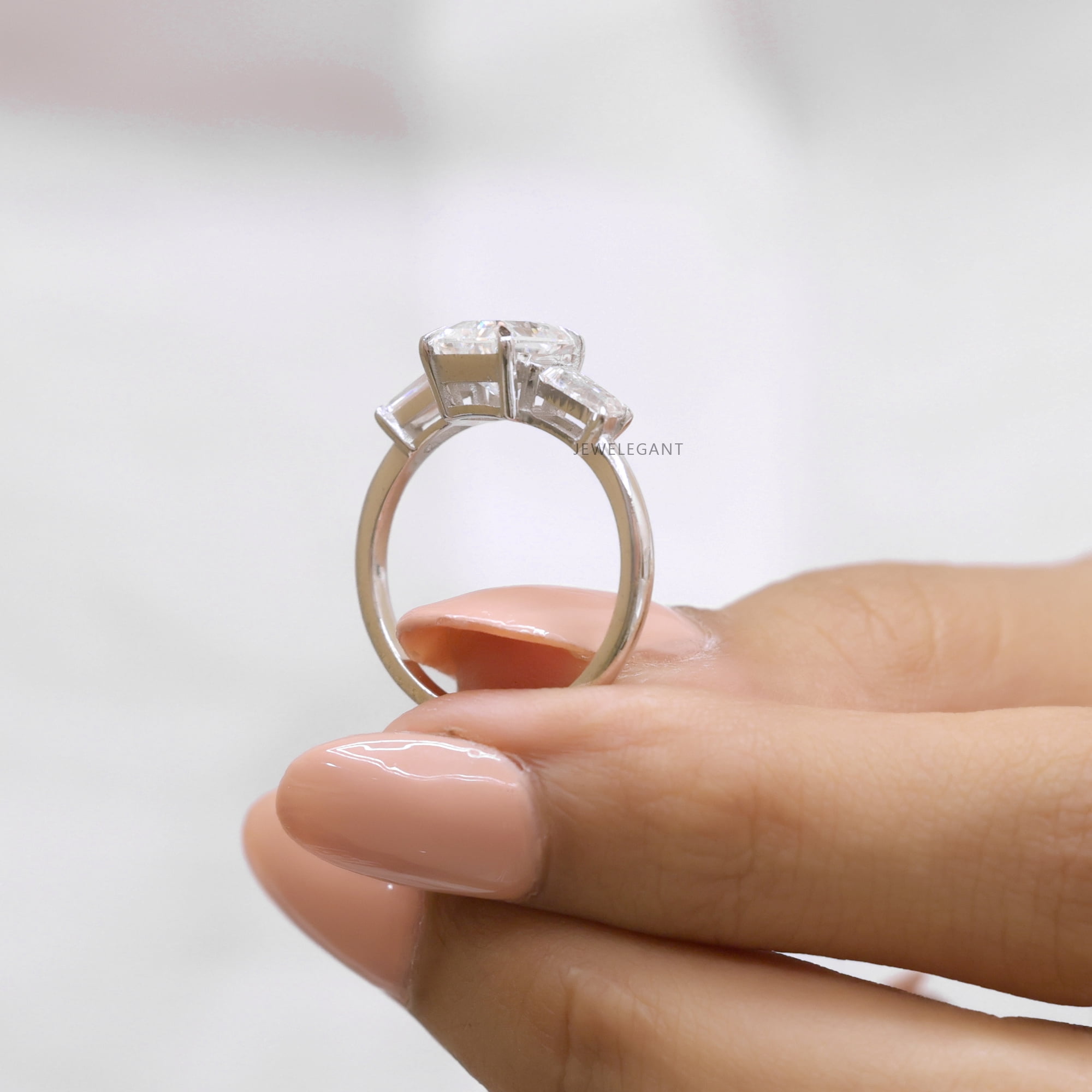 JEWELEGANT 2 Ct Elongated Radiant Cut Moissanite Engagement Ring - Wedding Ring for Women
