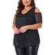 thumbnail image 4 of Blusas Básicas de Fiesta de Manga Corta con Hombros Descubiertos de Brillo y Lentejuelas para Mujeres de Talla Grande Agnes Orinda 4X Negro, 4 of 6