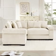 thumbnail image 3 of FFH 79.1" Oversized Cloud Sectional Couch, Convertible L Shaped Sleeper Sofa, 3 Seater Corduroy Living Room Chaise Sofa, Beige, 3 of 16