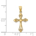 thumbnail image 2 of 14k Yellow Gold Small Budded Cross Necklace Charm Pendant Religious, 2 of 6
