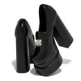 thumbnail image 2 of YDN Women Fashion Platform Square Closed Toe Pumps Rhinestone Block Chunky High Heels Dressy Party Evening Shoes Size 10 Black, 2 of 4