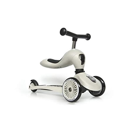 Scoot & Ride - Highwaykick 1 Children Adjustable Seated or Standing 2-in-1 Scooter Including Safety Pad for Tip Prevention - for Ages 1-5 Ash