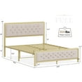 thumbnail image 5 of Full Bed Frame with Headboard, Upholstered Bed Frame Full Size with Tufted Headboard and Wingback, Strong Wood Slat Support, No Box Spring Needed, Easy Assembly, Dark Blue, 5 of 7