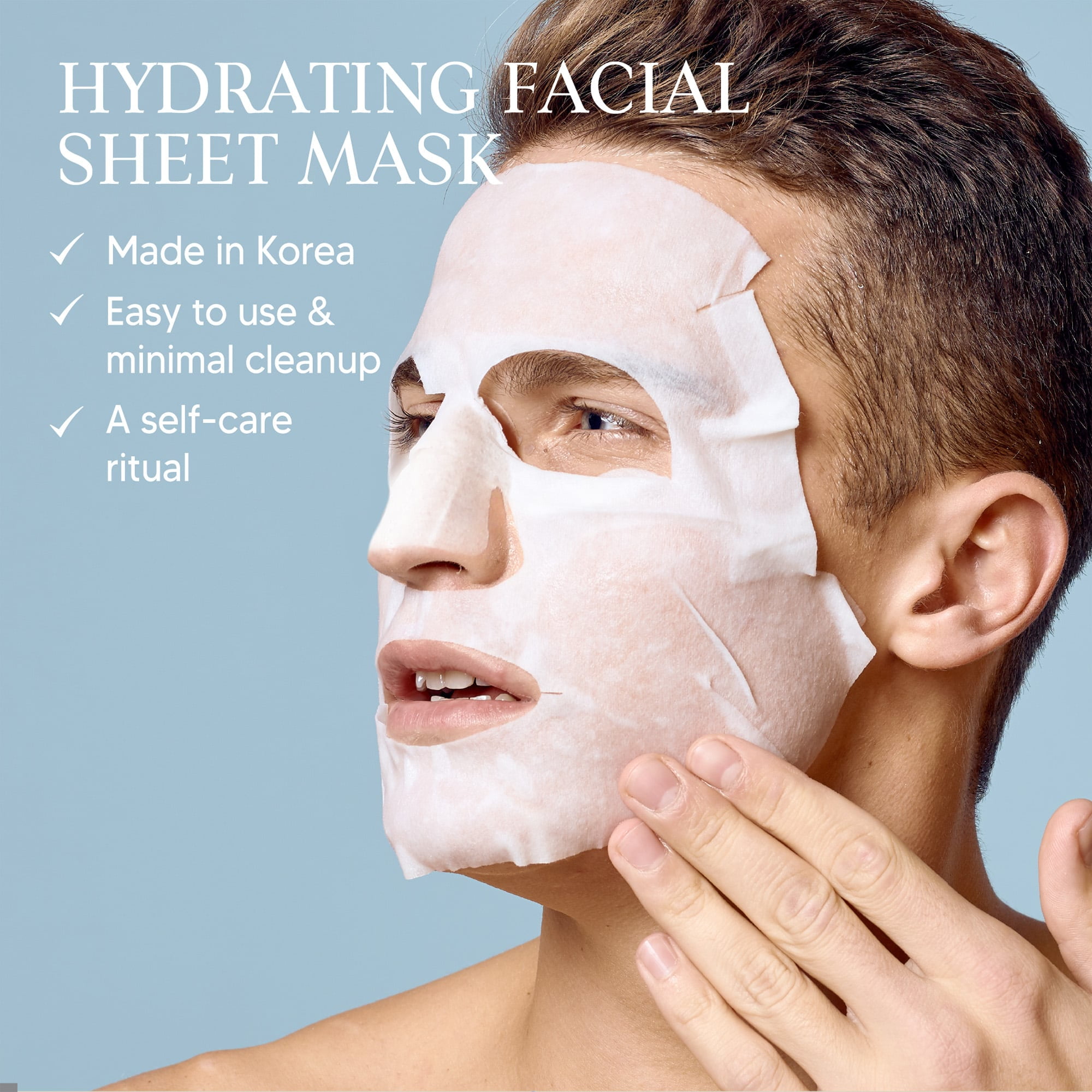TADA Men 24PK Skin Care for Men, Face Masks Bulk, Korean Face Sheet Mask, Self Care Gifts Bulk (Green Tea & Centella)
