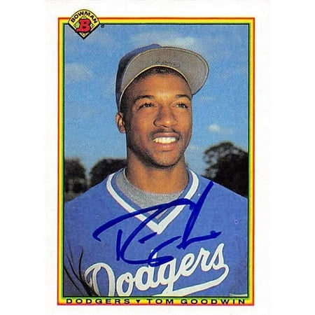 Autograph 126234 Los Angeles Dodgers 1990 Bowman No. 96 Tom Goodwin Autographed Baseball Card