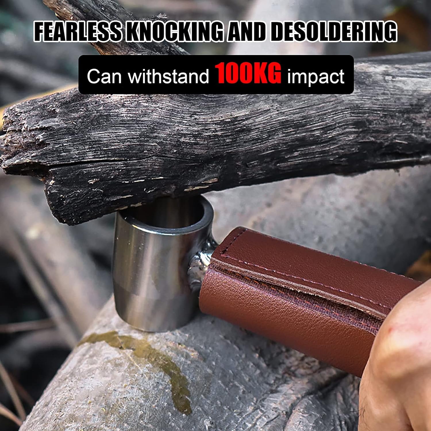 Wood Auger Drill Bit, Survival Settlers Tools Scotch Eye Bushcraft Gear And Equipment Manual Peg Hole Maker Multitool With Leather Case For Camping Outdoor Backpack (Brown), 6.3*1.57