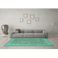 thumbnail image 3 of Ahgly Company Indoor Square Oriental Turquoise Blue Traditional Area Rugs, 6' Square, 3 of 4