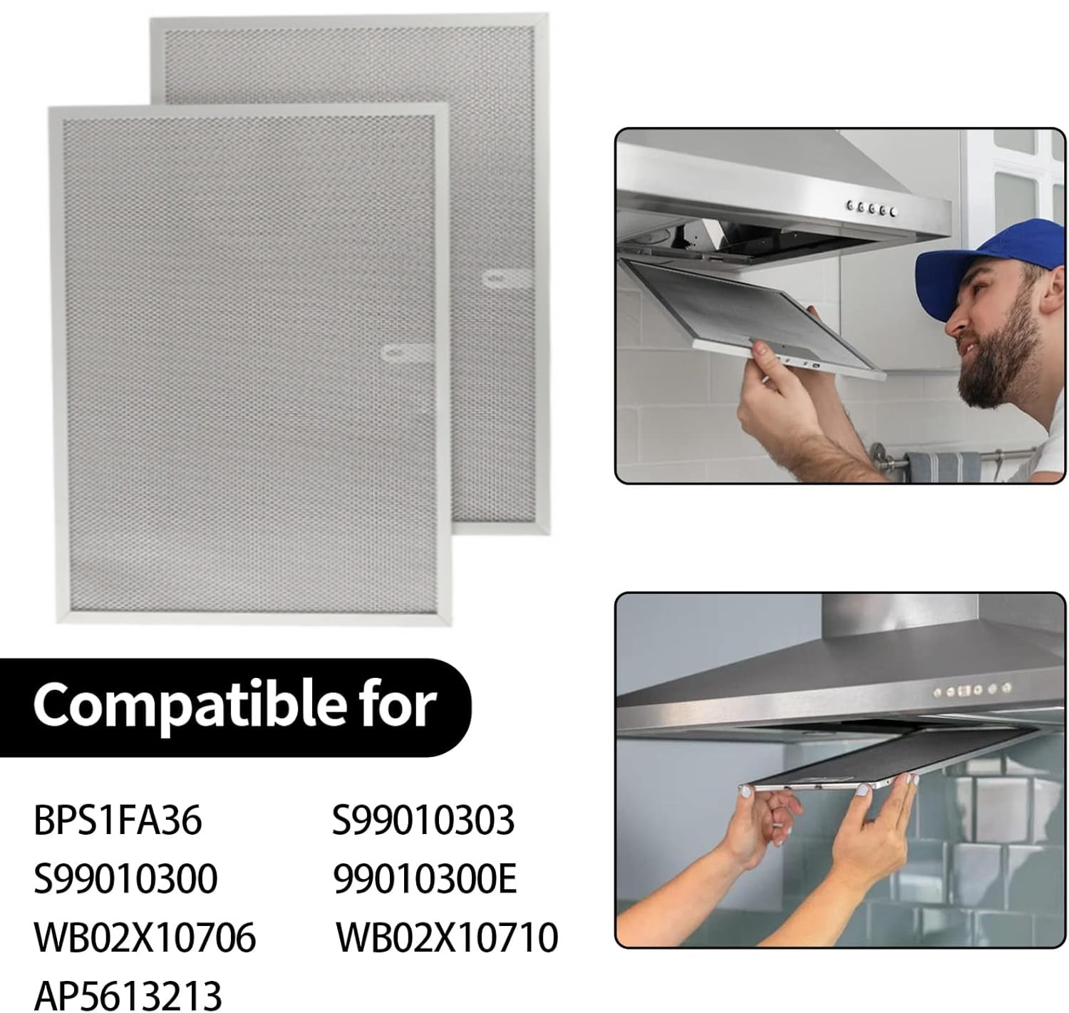 ABCISI BPS1FA36 Aluminum Range Hood Filter 17-1/4"X 11-3/4"X 3/8" for Broan Nutone Allure QS1 36" and 36" WS1 WS2 Range Hood Filter Replacement 5 Layers, 2 Pack