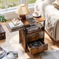 thumbnail image 3 of LELELINKY 5-Tier Side Table with Charging Station - End Table with 2 Outlets & 2 USB Ports, Nightstand with 7 Color LED Light for Bedroom, Living Room, Rustic Brown, 3 of 3