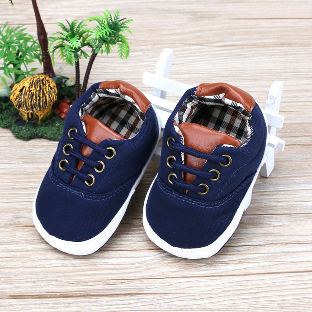 Bolsa Prewalker Shoes Zapatos de suela blanda de lona con cordones para bebés recién nacidos (Azul oscuro. 12)