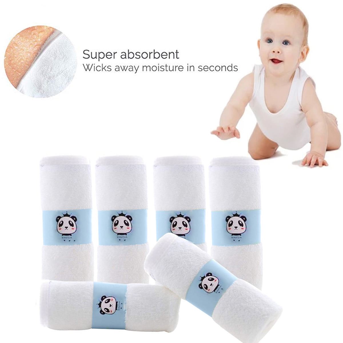 6PCS Bamboo Baby Washcloths Ultra Soft Absorbent Bamboo Towel Newborn