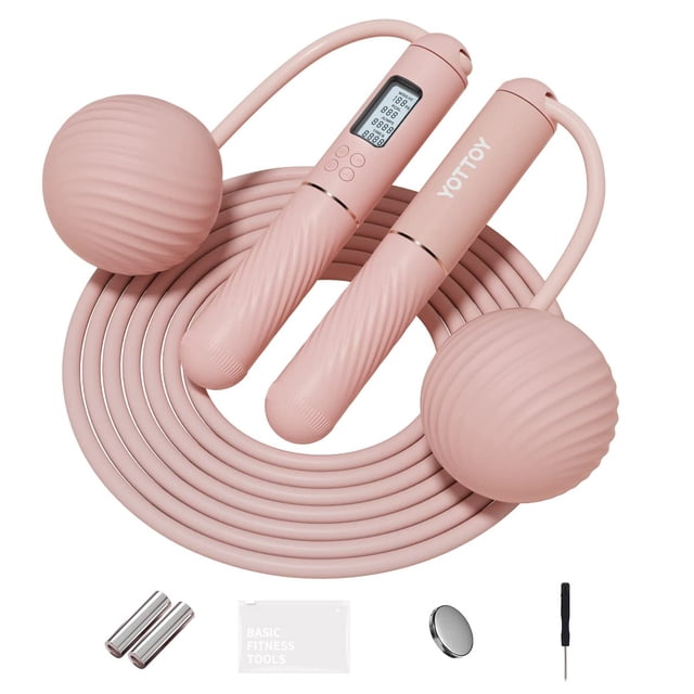 Jump Rope YOTTOY inalámbrica con contador y cable 2 en 1, color rosa