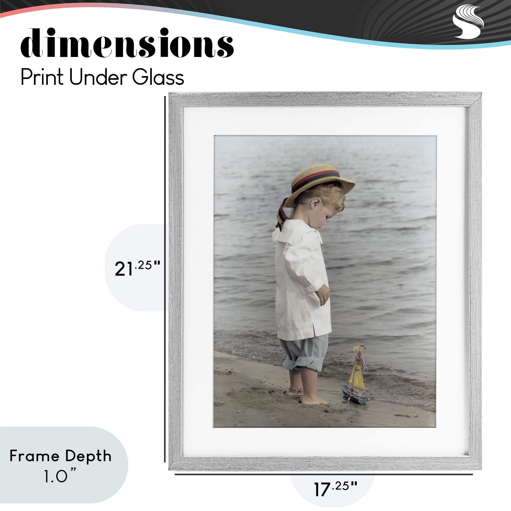 Stupell Industries Child on Beach Shore Gray Framed Print Under Glass, design by Kendra Dew