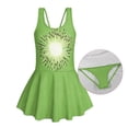 thumbnail image 6 of COEQINE Girls One Piece Swimsuit with Skirt Sleeveless Cute Skirted Bathing Suit Hawaiian Swimwear for Kids 3-4 Years, Summer Swim Dress for Water Play, Green Kiwi Fruit, 6 of 8
